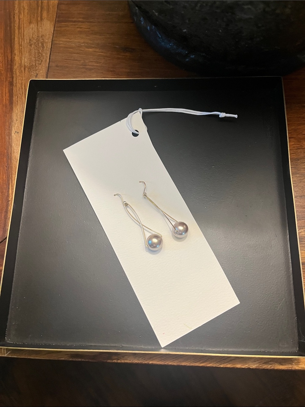 Elegant Silver Pearl Drop Earrings - Grey Pearls